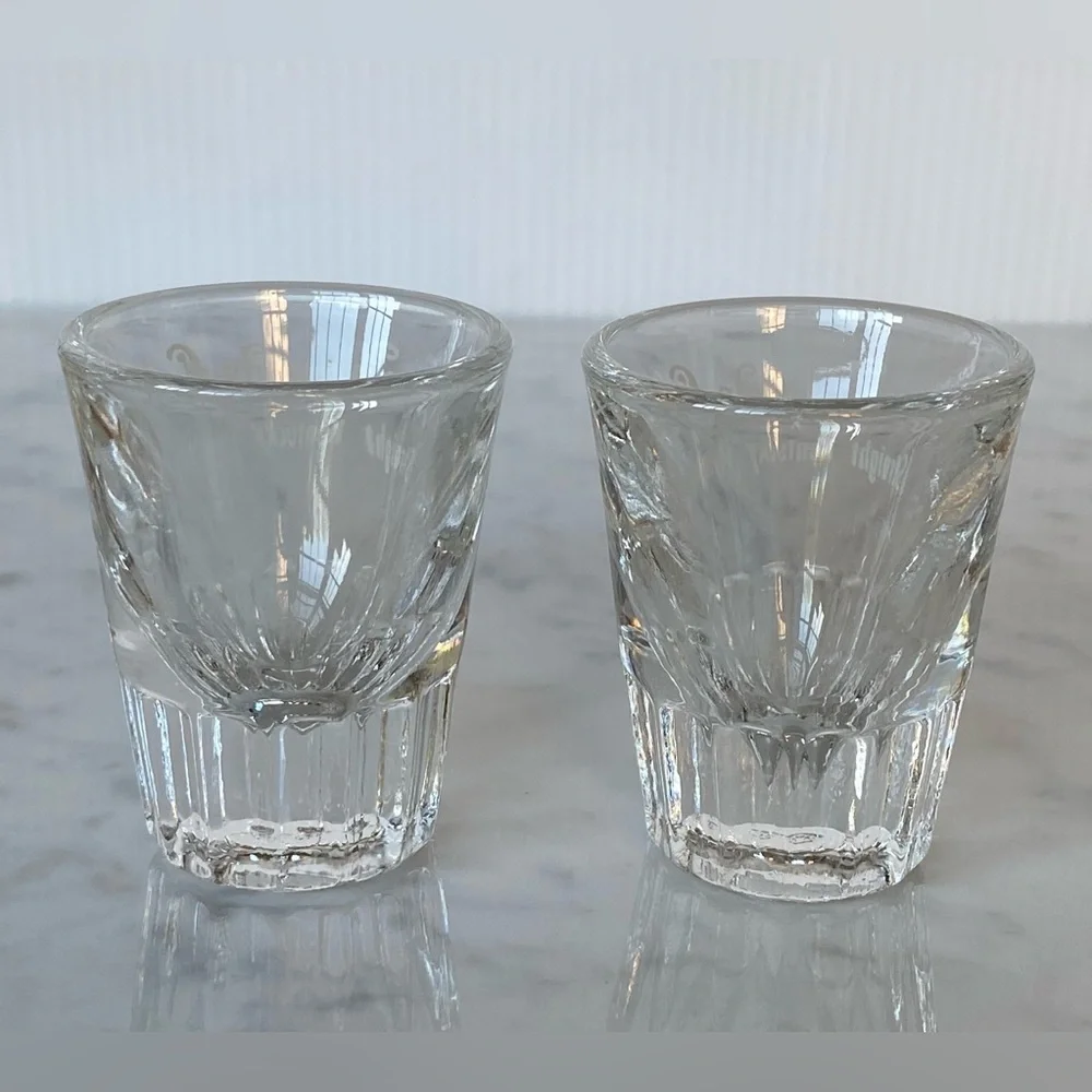 Set of 2 Vintage Bourbon de Luxe Straight Kentucky Whiskey Shot Glasses